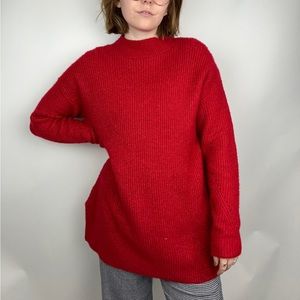 LONG KNIT RED SWEATER